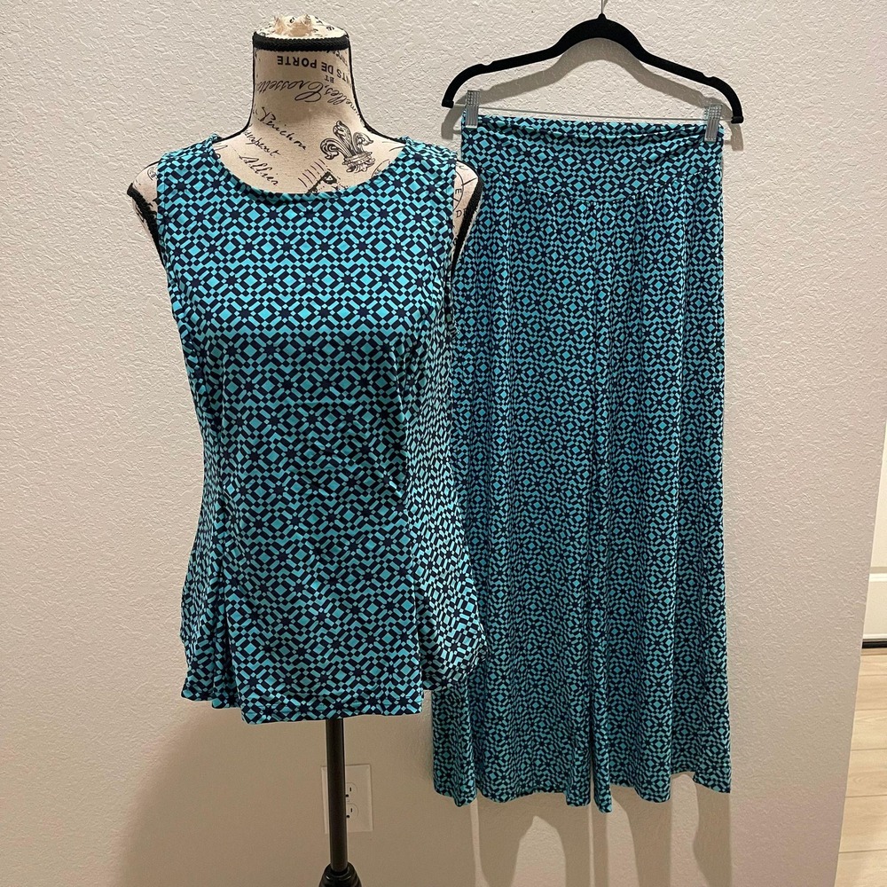 Aryeh Geometric Print Tank Top and Wide‎ Leg Pants Set Small Artsy